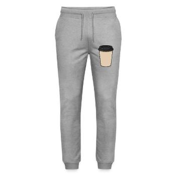 Leeres Takeaway-Kaffeetassen-Aufkleberdesign - Stanley/Stella Unisex Bio Jogginghose Mover  - Grau meliert - Vorne - Marisol (170cm) & Nik (191cm)