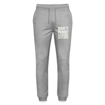 Don't Panic I'm A Professional PHP Backend  - Stanley/Stella Unisex Bio Jogginghose Mover  - Grau meliert - Vorne - Marisol (170cm) & Nik (191cm)