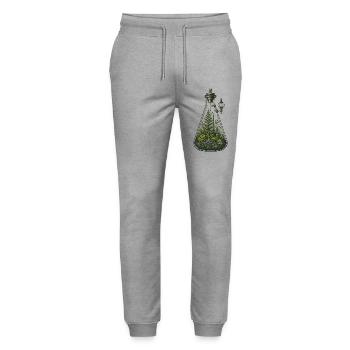 Botanische Becher-Terrarium-Wissenschaftsillustration - Stanley/Stella Unisex Bio Jogginghose Mover  - Grau meliert - Vorne - Marisol (170cm) & Nik (191cm)