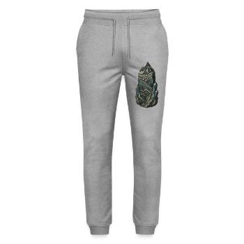 Geological Time Crystal Strata and Fossils - Stanley/Stella Mover Unisex Organic Jogging Trousers - heather grey - Front - Marisol (170cm) & Nik (191cm)