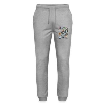 Island | Vulkane, Geysire & Nordlicht - Stanley/Stella Unisex Bio Jogginghose Mover  - Grau meliert - Vorne - Marisol (170cm) & Nik (191cm)