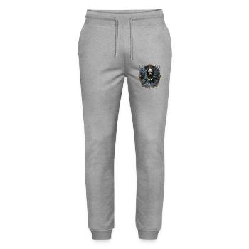 Blue Mystic with Ornate Wings - Stanley/Stella Mover Unisex Organic Jogging Trousers - heather grey - Front - Marisol (170cm) & Nik (191cm)