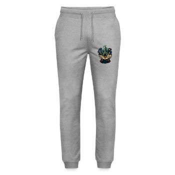 Ich lese nicht zu viel. Ich lebe mehrfach! - Stanley/Stella Unisex Bio Jogginghose Mover  - Grau meliert - Vorne - Marisol (170cm) & Nik (191cm)