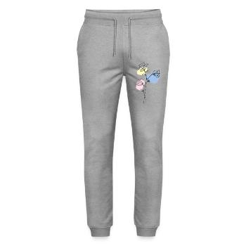 Delicate Lineart Flowers with Pastel - Stanley/Stella Mover Unisex Organic Jogging Trousers - heather grey - Front - Marisol (170cm) & Nik (191cm)
