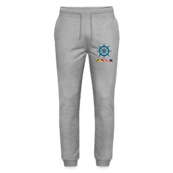 Love – Volant maritime avec drapeaux de signalisation - Pantalon de jogging bio MOVER Stanley/Stella unisexe - gris chiné - Devant - Marisol (170cm) & Nik (191cm)