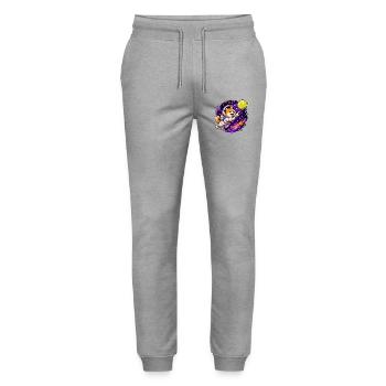Astronaut dog in colorful space - Stanley/Stella Mover Unisex Organic Jogging Trousers - heather grey - Front - Marisol (170cm) & Nik (191cm)