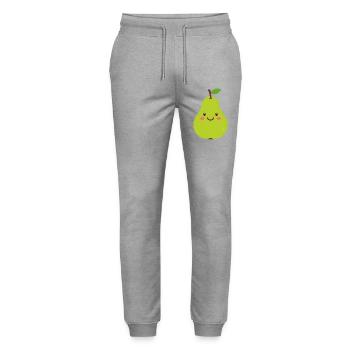 Poire de kawaï verte – Motif de fruits sucrés - Pantalon de jogging bio MOVER Stanley/Stella unisexe - gris chiné - Devant - Marisol (170cm) & Nik (191cm)