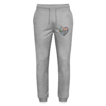 Flower Heart - Stanley/Stella Mover Unisex Organic Jogging Trousers - heather grey - Front - Marisol (170cm) & Nik (191cm)