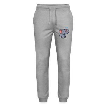 Pixel Elephant with Bubbles - Stanley/Stella Mover Unisex Organic Jogging Trousers - heather grey - Front - Marisol (170cm) & Nik (191cm)