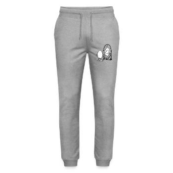Pun with egg - Stanley/Stella Mover Unisex Organic Jogging Trousers - heather grey - Front - Marisol (170cm) & Nik (191cm)