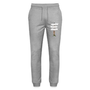 Wooden Signpost Direction Sign - Stanley/Stella Mover Unisex Organic Jogging Trousers - heather grey - Front - Marisol (170cm) & Nik (191cm)