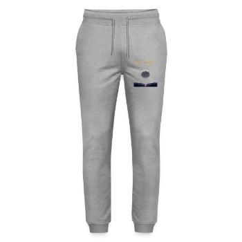 Guérissez en silence – Laissez la paix parler - Pantalon de jogging bio MOVER Stanley/Stella unisexe - gris chiné - Devant - Marisol (170cm) & Nik (191cm)