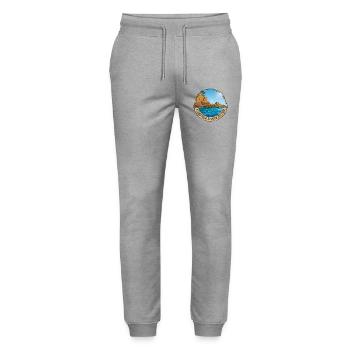 Illustration du paysage avec falaise et mer - Pantalon de jogging bio MOVER Stanley/Stella unisexe - gris chiné - Devant - Marisol (170cm) & Nik (191cm)