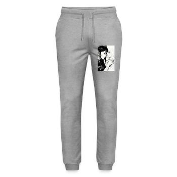 Goth Kitty Portrait - Stanley/Stella Mover Unisex Organic Jogging Trousers - heather grey - Front - Marisol (170cm) & Nik (191cm)