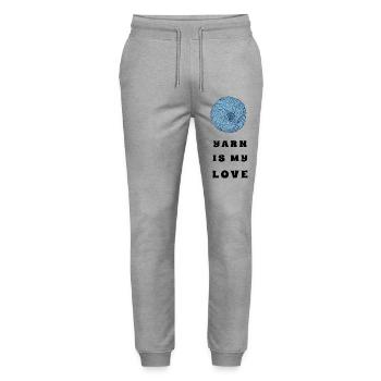 Yarn Is My Love – Blue Yarn – Crochet & Knitting - Stanley/Stella Mover Unisex Organic Jogging Trousers - heather grey - Front - Marisol (170cm) & Nik (191cm)