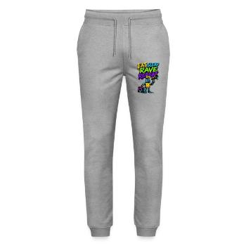Essen, schlafen, rave wiederholen, Graffiti-Roboter wiederholen - Stanley/Stella Unisex Bio Jogginghose Mover  - Grau meliert - Vorne - Marisol (170cm) & Nik (191cm)