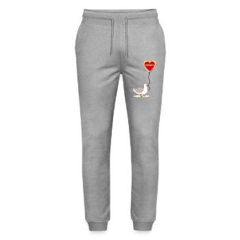 Möwe Pommes - Stanley/Stella Unisex Bio Jogginghose Mover  - Grau meliert - Vorne - Marisol (170cm) & Nik (191cm)