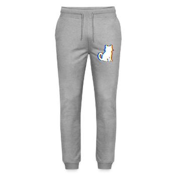 EDM Cat - Electronic Dance Music - Stanley/Stella Mover Unisex Organic Jogging Trousers - heather grey - Front - Marisol (170cm) & Nik (191cm)