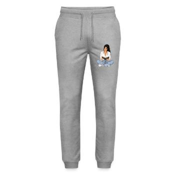 Reading is my time-out – Bücherliebe Booklover - Stanley/Stella Mover Unisex Organic Jogging Trousers - heather grey - Front - Marisol (170cm) & Nik (191cm)