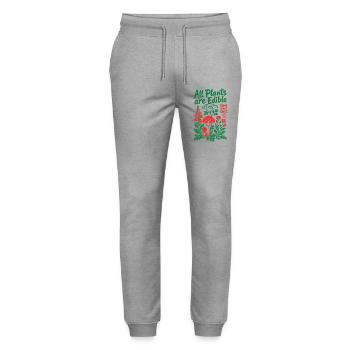 All Plants Are Edible Organic Gardening - Stanley/Stella Mover Unisex Organic Jogging Trousers - heather grey - Front - Marisol (170cm) & Nik (191cm)
