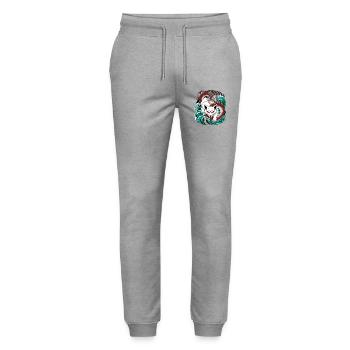 Japanese Kitsune Fox And Dragon In - Stanley/Stella Mover Unisex Organic Jogging Trousers - heather grey - Front - Marisol (170cm) & Nik (191cm)