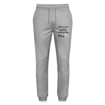 Evolution to the Cross: Faith Wins - Stanley/Stella Mover Unisex Organic Jogging Trousers - heather grey - Front - Marisol (170cm) & Nik (191cm)
