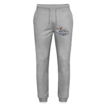 More Paper Less Screen - Stanley/Stella Mover Unisex Organic Jogging Trousers - heather grey - Front - Marisol (170cm) & Nik (191cm)