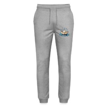 Bateau origami sous la pluie - Pantalon de jogging bio MOVER Stanley/Stella unisexe - gris chiné - Devant - Marisol (170cm) & Nik (191cm)