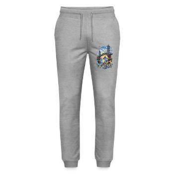 Wilhelmshaven Hafenbrücke Motiv - Stanley/Stella Unisex Bio Jogginghose Mover  - Grau meliert - Vorne - Marisol (170cm) & Nik (191cm)