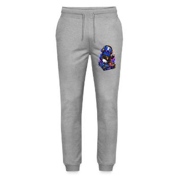 90er Retro DJ Diskette - Stanley/Stella Unisex Bio Jogginghose Mover  - Grau meliert - Vorne - Marisol (170cm) & Nik (191cm)