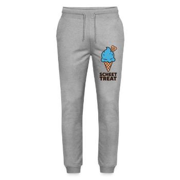 Blaue Eiscreme Schriftzug - Stanley/Stella Unisex Bio Jogginghose Mover  - Grau meliert - Vorne - Marisol (170cm) & Nik (191cm)