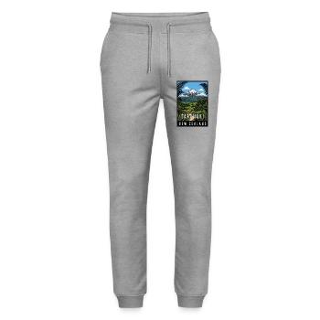 Erleben Sie den Taranaki Mountain in Neuseeland - Stanley/Stella Unisex Bio Jogginghose Mover  - Grau meliert - Vorne - Marisol (170cm) & Nik (191cm)