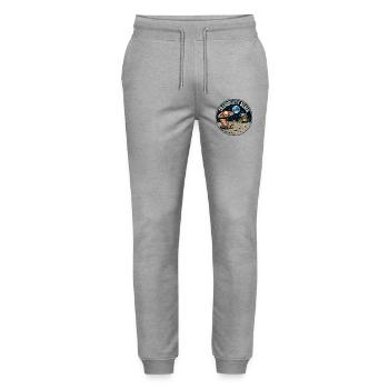 Tranquility Beach - Mondlandung Grafik - Stanley/Stella Unisex Bio Jogginghose Mover  - Grau meliert - Vorne - Marisol (170cm) & Nik (191cm)