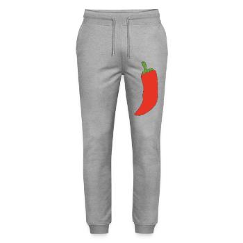 Feurige peperoni - Stanley/Stella Unisex Bio Jogginghose Mover  - Grau meliert - Vorne - Marisol (170cm) & Nik (191cm)