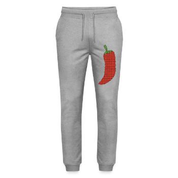 Chili Pixelkunst Feuerrot - Stanley/Stella Unisex Bio Jogginghose Mover  - Grau meliert - Vorne - Marisol (170cm) & Nik (191cm)