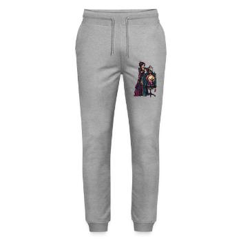 Schattenbühnen-Erzählerin im Mondlicht - Stanley/Stella Unisex Bio Jogginghose Mover  - Grau meliert - Vorne - Marisol (170cm) & Nik (191cm)