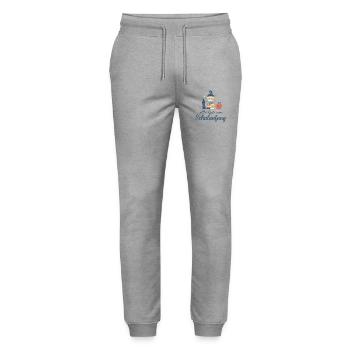 Schulanfang: Lächelnde Schulutensilien - Stanley/Stella Unisex Bio Jogginghose Mover  - Grau meliert - Vorne - Marisol (170cm) & Nik (191cm)