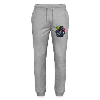 Lauter als Realität Neon-Gorilla - Stanley/Stella Unisex Bio Jogginghose Mover  - Grau meliert - Vorne - Marisol (170cm) & Nik (191cm)
