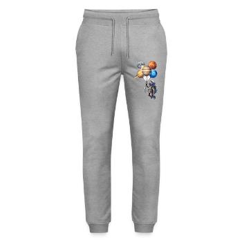 Astronaut mit Planeten als Ballons - Stanley/Stella Unisex Bio Jogginghose Mover  - Grau meliert - Vorne - Marisol (170cm) & Nik (191cm)