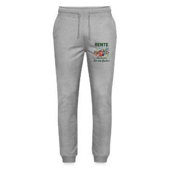 Rente endlich Zeit für den Garten lustige Sprüche - Stanley/Stella Unisex Bio Jogginghose Mover  - Grau meliert - Vorne - Marisol (170cm) & Nik (191cm)