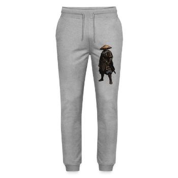 Samurai im Strohhut - Stanley/Stella Unisex Bio Jogginghose Mover  - Grau meliert - Vorne - Marisol (170cm) & Nik (191cm)