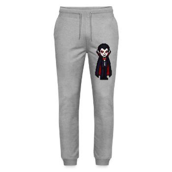 Vampirischer Cartoon Look mit Cape - Stanley/Stella Unisex Bio Jogginghose Mover  - Grau meliert - Vorne - Marisol (170cm) & Nik (191cm)