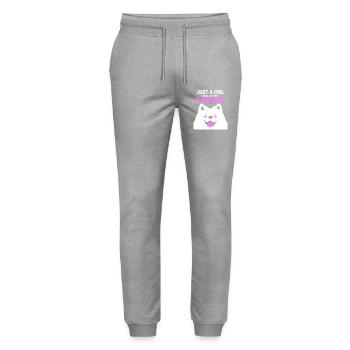 Samojede Hund Samoyed - Stanley/Stella Unisex Bio Jogginghose Mover  - Grau meliert - Vorne - Marisol (170cm) & Nik (191cm)
