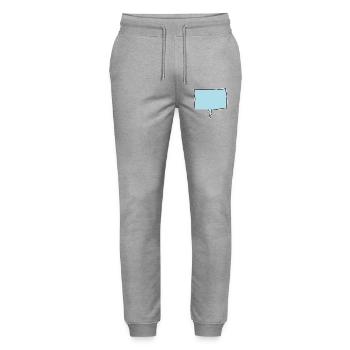 Eckige Sprechblase in Türkis - Stanley/Stella Unisex Bio Jogginghose Mover  - Grau meliert - Vorne - Marisol (170cm) & Nik (191cm)