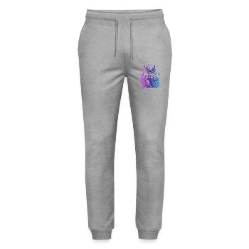 Winterhirsche mit Farbverlauf und Ornamenten - Stanley/Stella Unisex Bio Jogginghose Mover  - Grau meliert - Vorne - Marisol (170cm) & Nik (191cm)