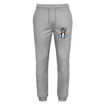 Bunter Punk Hase Taucher mit Rettungsring - Stanley/Stella Unisex Bio Jogginghose Mover  - Grau meliert - Vorne - Marisol (170cm) & Nik (191cm)