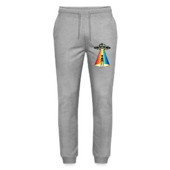 Rainbow Beam UFO-Entführung - Stanley/Stella Unisex Bio Jogginghose Mover  - Grau meliert - Vorne - Marisol (170cm) & Nik (191cm)