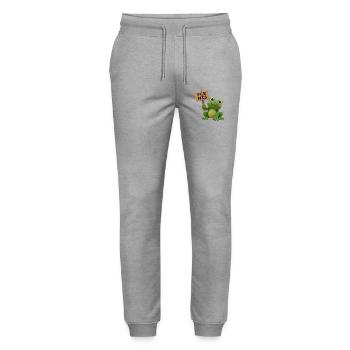 FCK NZS - Frosch mit Holzschild gegen Rechts  - Stanley/Stella Unisex Bio Jogginghose Mover  - Grau meliert - Vorne - Marisol (170cm) & Nik (191cm)