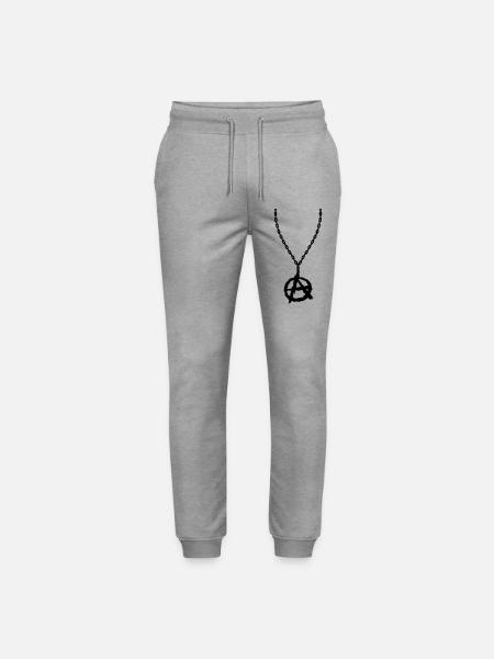 Jewelry necklace anarchy symbol - Stanley/Stella Mover Unisex Organic Jogging Trousers - heather grey