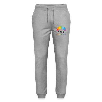 Pride - Love is Love. - Stanley/Stella Mover Unisex Organic Jogging Trousers - heather grey - Front - Marisol (170cm) & Nik (191cm)